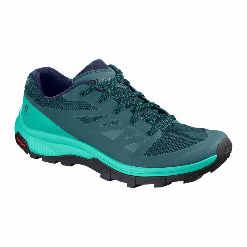 Salomon Israel OUTLINE - Womens Hiking Shoes - Dark Green/Turquoise (NIPM-05329)